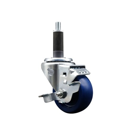 Service Caster 3'' Solid Poly Swivel 1'' Expanding Stem Caster with Brake SCC-EX20S314-SPUS-TLB-1